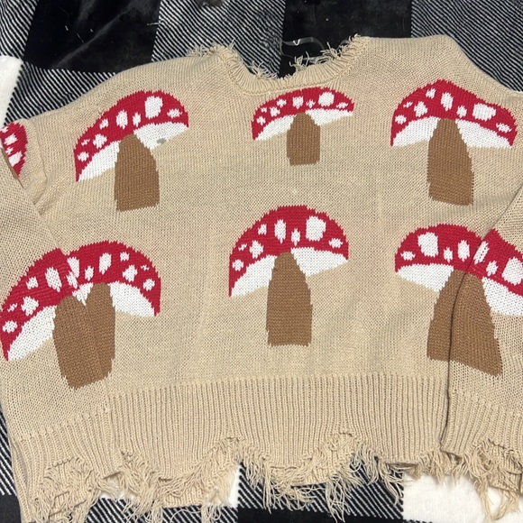 Rue 21 Brown mushroom Hem Cropped Sweater - Picture 2 of 4